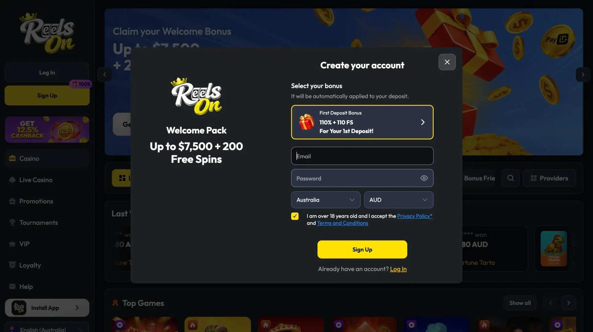 Reelson Casino Register